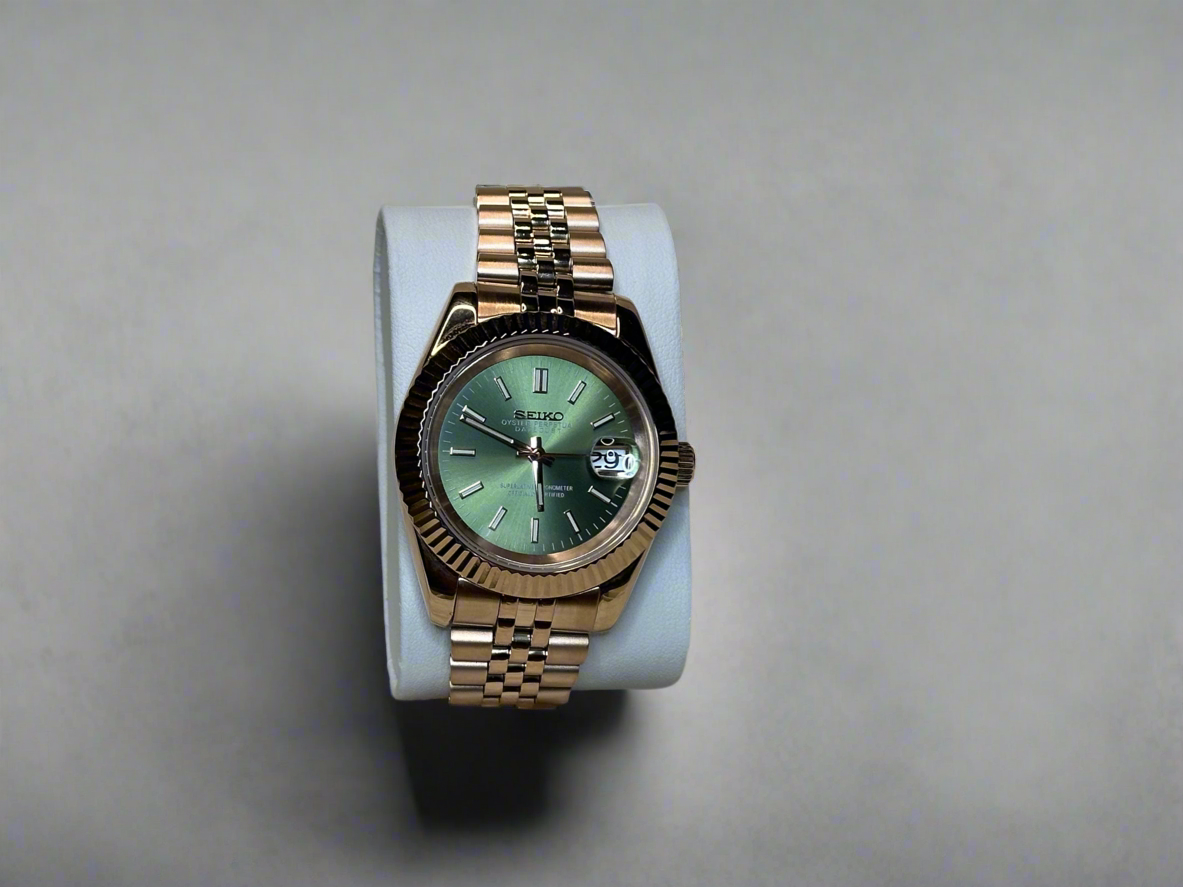 40mm Green Dial, Rose Gold automatic nh35 date-just Seiko-Mod