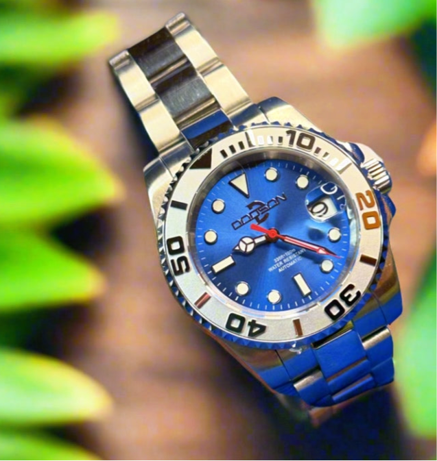 40mm Silver bezel, Blue dial yacht watch NH34