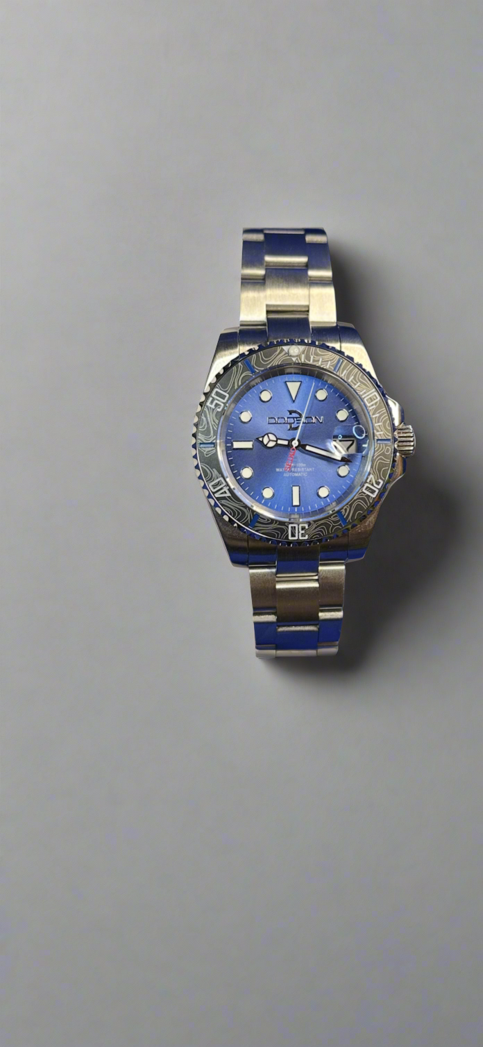 41mm Blue dial topographical line bezel, NH35 automatic Yacht Watch