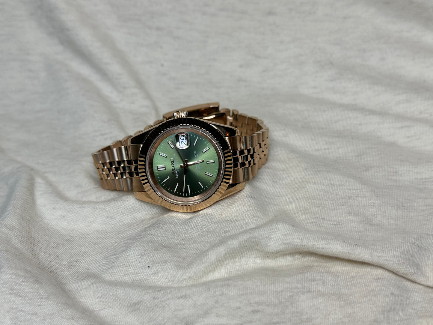 40mm Green Dial, Rose Gold automatic nh35 date-just Seiko-Mod
