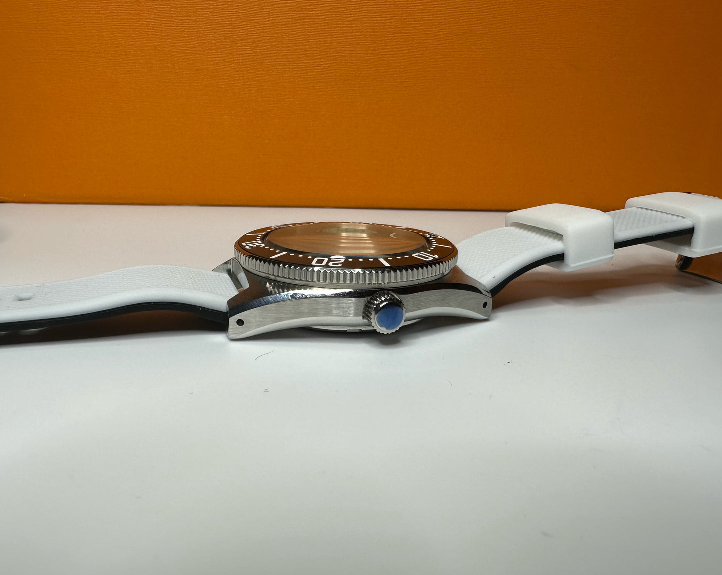 40.5mm Mint Green Automatic Dive Watch on black sail cloth strap