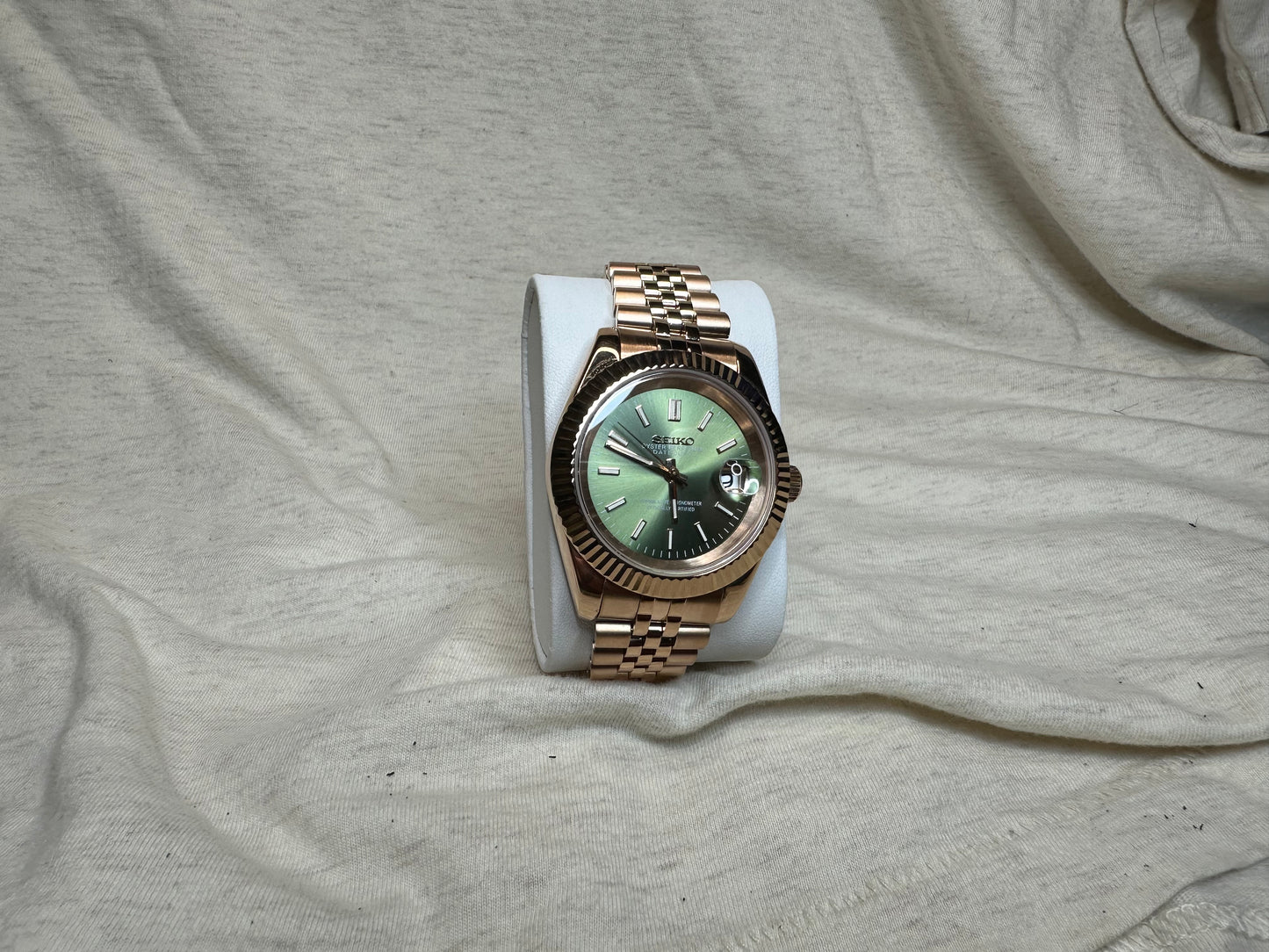 40mm Green Dial, Rose Gold automatic nh35 date-just Seiko-Mod