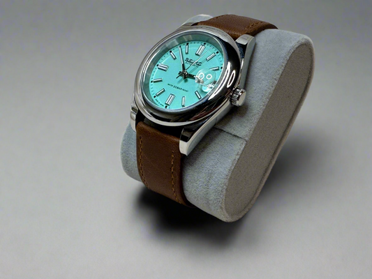 40mm mint blue dial date-just nh35 Seiko Mod on oyster stainless steel bracelet