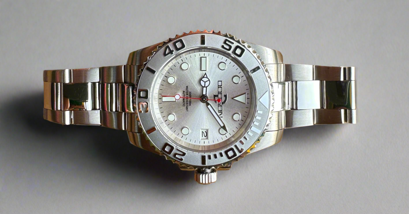 41mm yacht watch silver bezel, silver dial automatic NH35