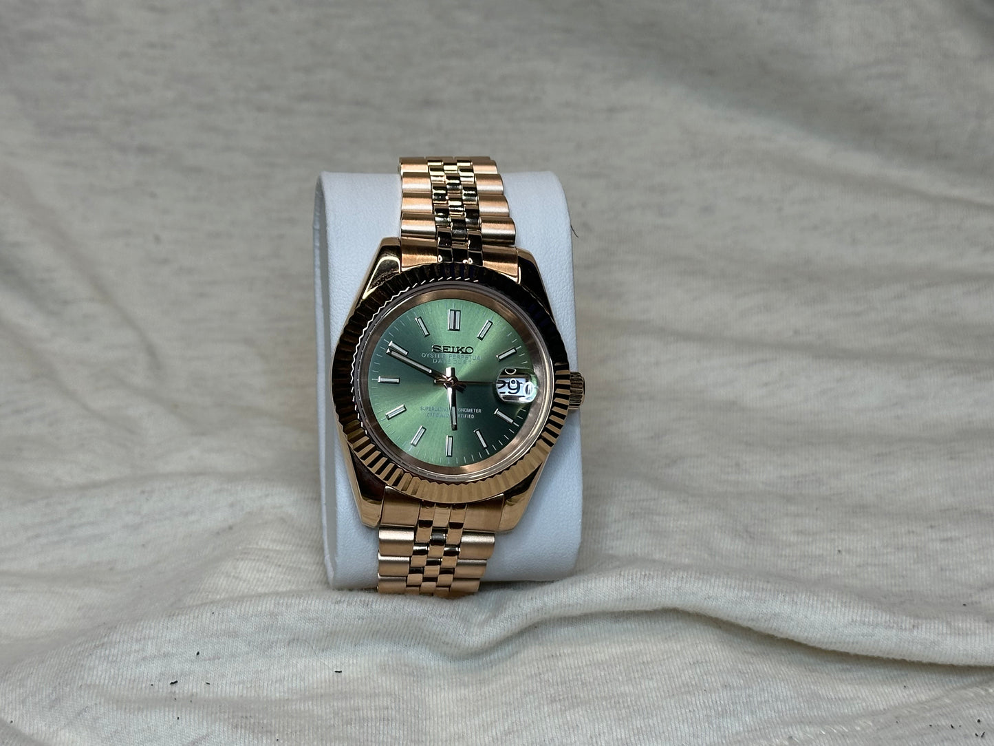 40mm Green Dial, Rose Gold automatic nh35 date-just Seiko-Mod