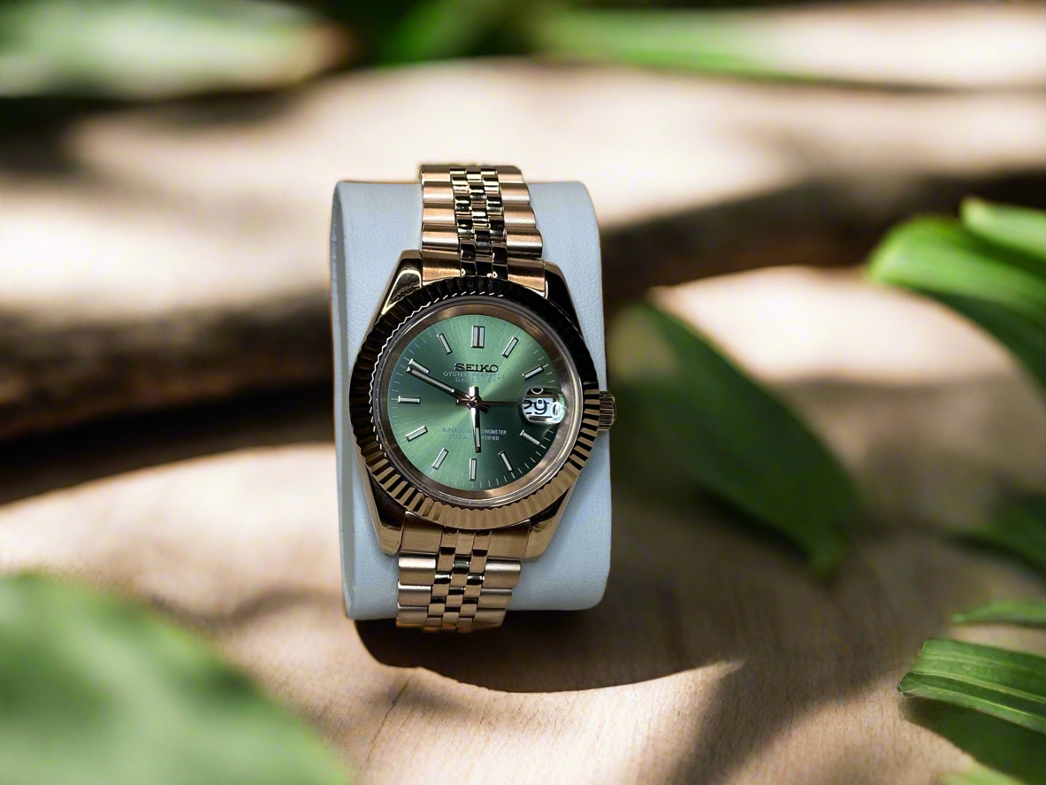40mm Green Dial, Rose Gold automatic nh35 date-just Seiko-Mod