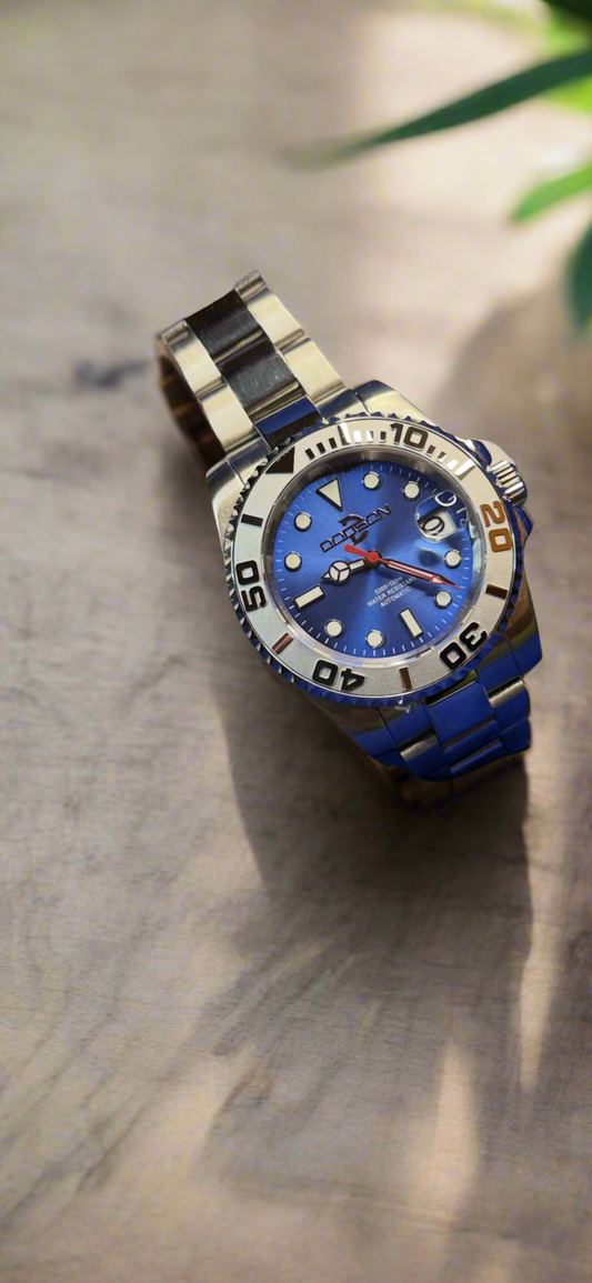 40mm Silver bezel, Blue dial yacht watch NH34