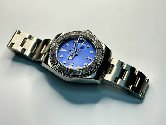 41mm Blue dial topographical line bezel, NH35 automatic Yacht Watch
