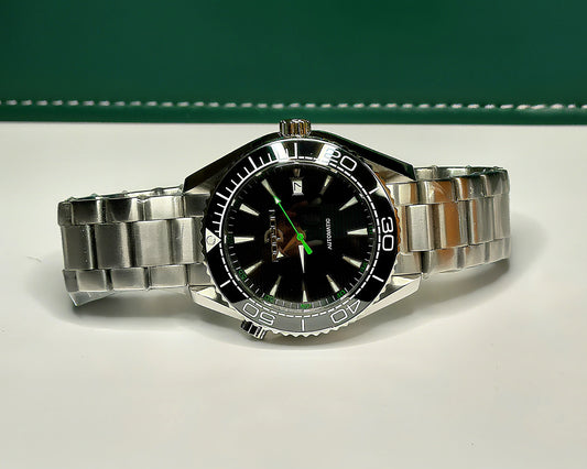 43.5mm .Planet Ocean Automatic Homage Watch- Black Bezel Black Dial