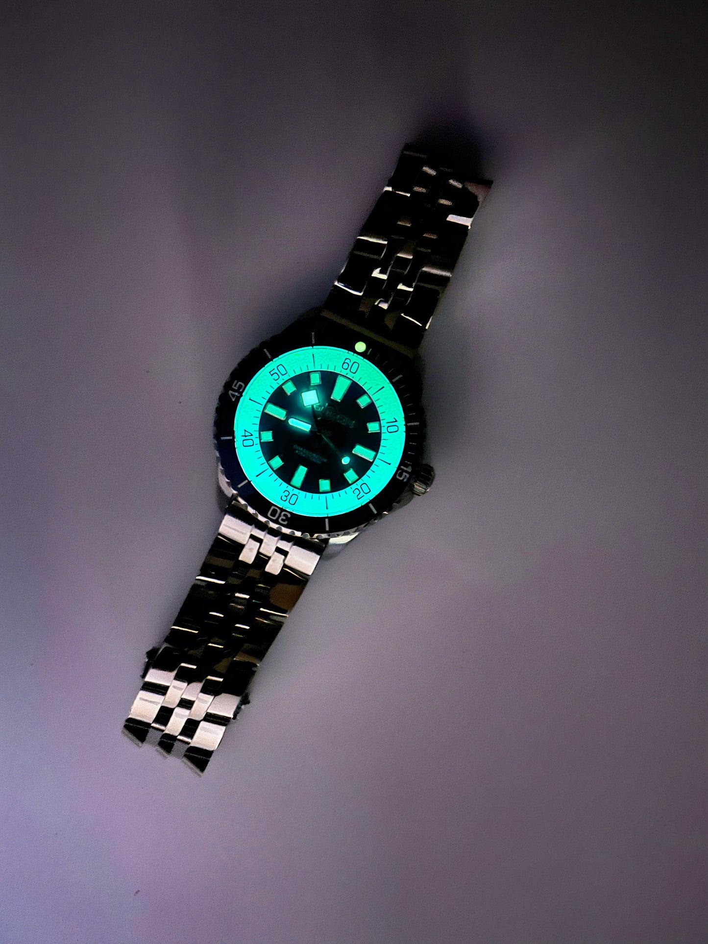 44mm Super Ocean Automatic Homage Watch- Blue dial, Blue bezel on rubber strap