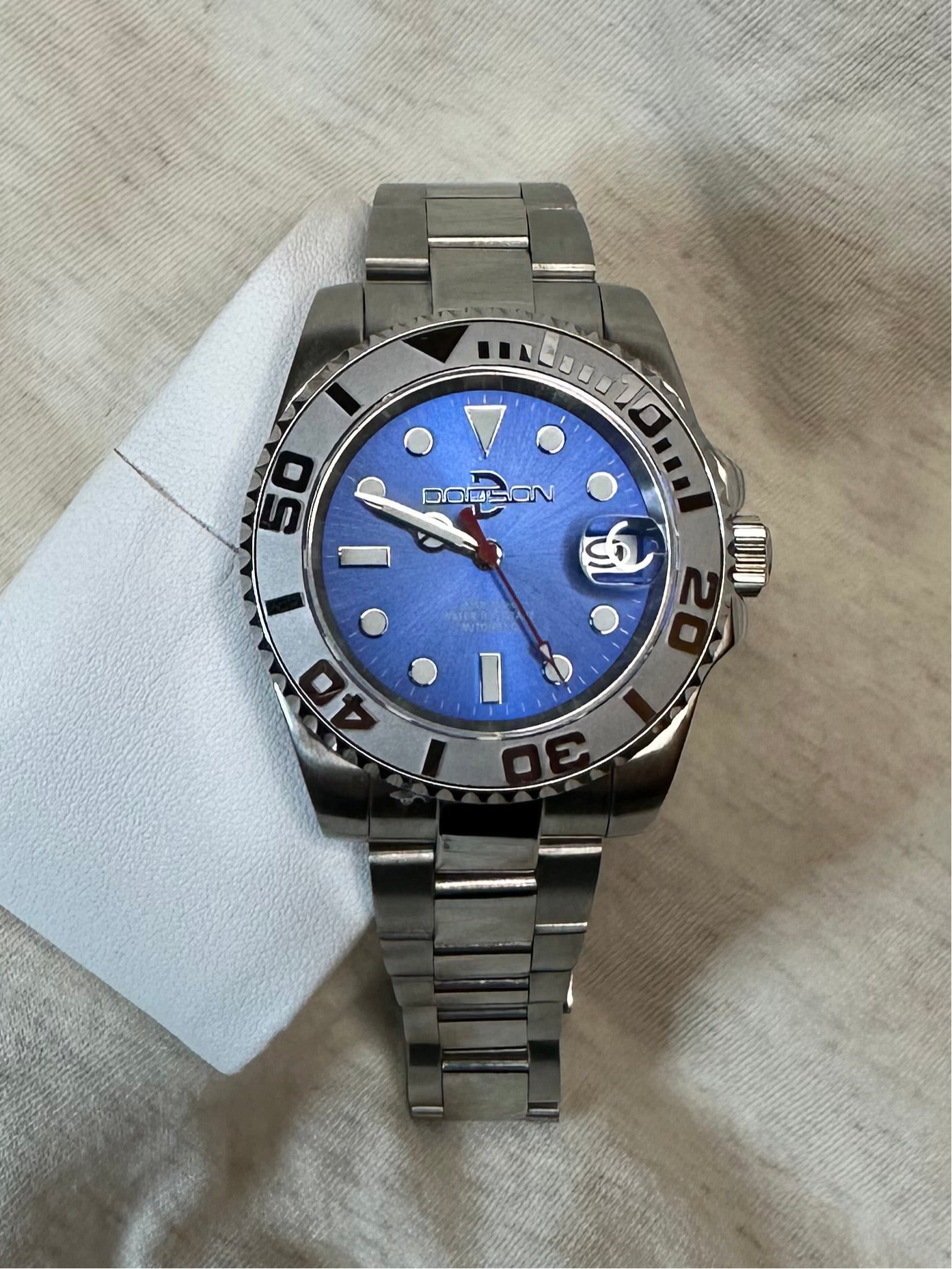 40mm Silver bezel, Blue dial yacht watch NH34