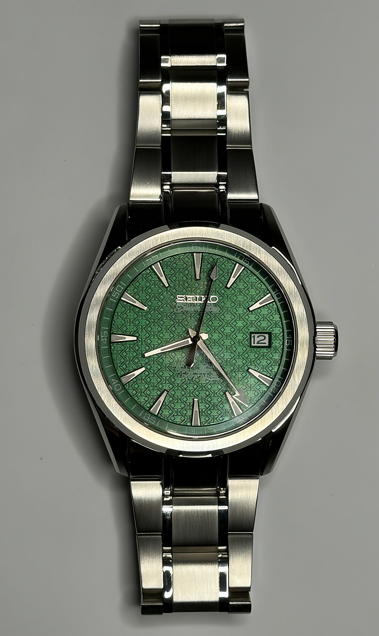 40mm Grand Seiko Style case, Emerald Green Textured Dial