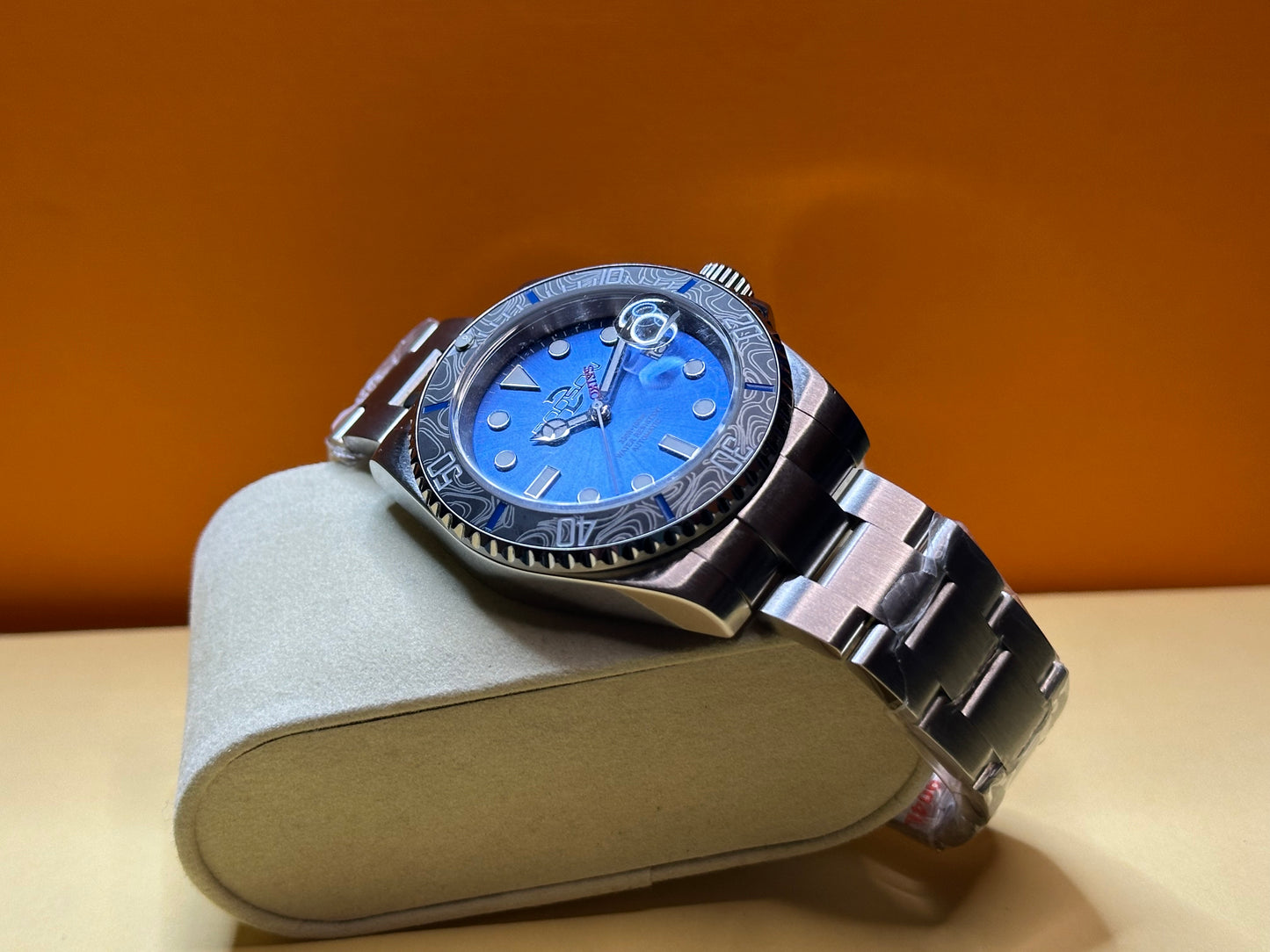 41mm Blue dial topographical line bezel, NH35 automatic Yacht Watch