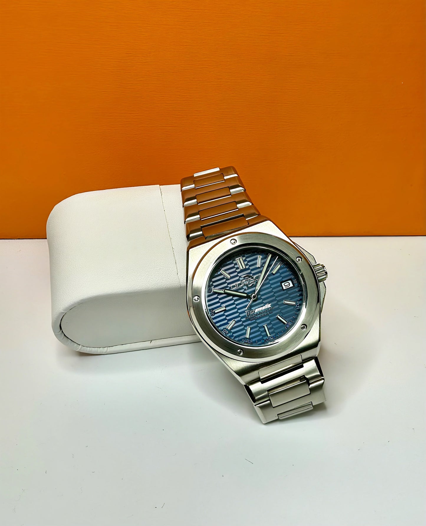 Integrated bracelet Blue Dial automatic homage watch