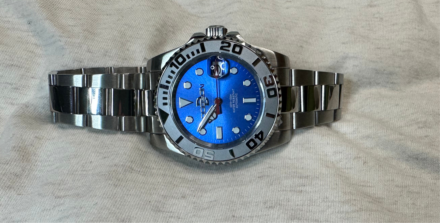 40mm Silver bezel, Blue dial yacht watch NH34