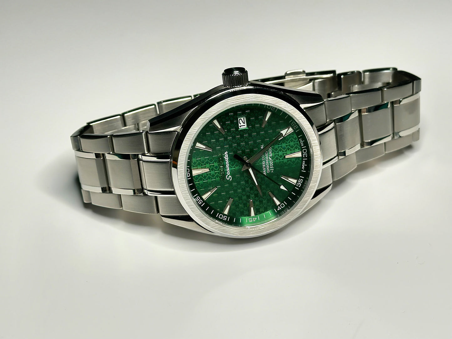 40mm Grand Seiko Style case, Emerald Green Textured Dial