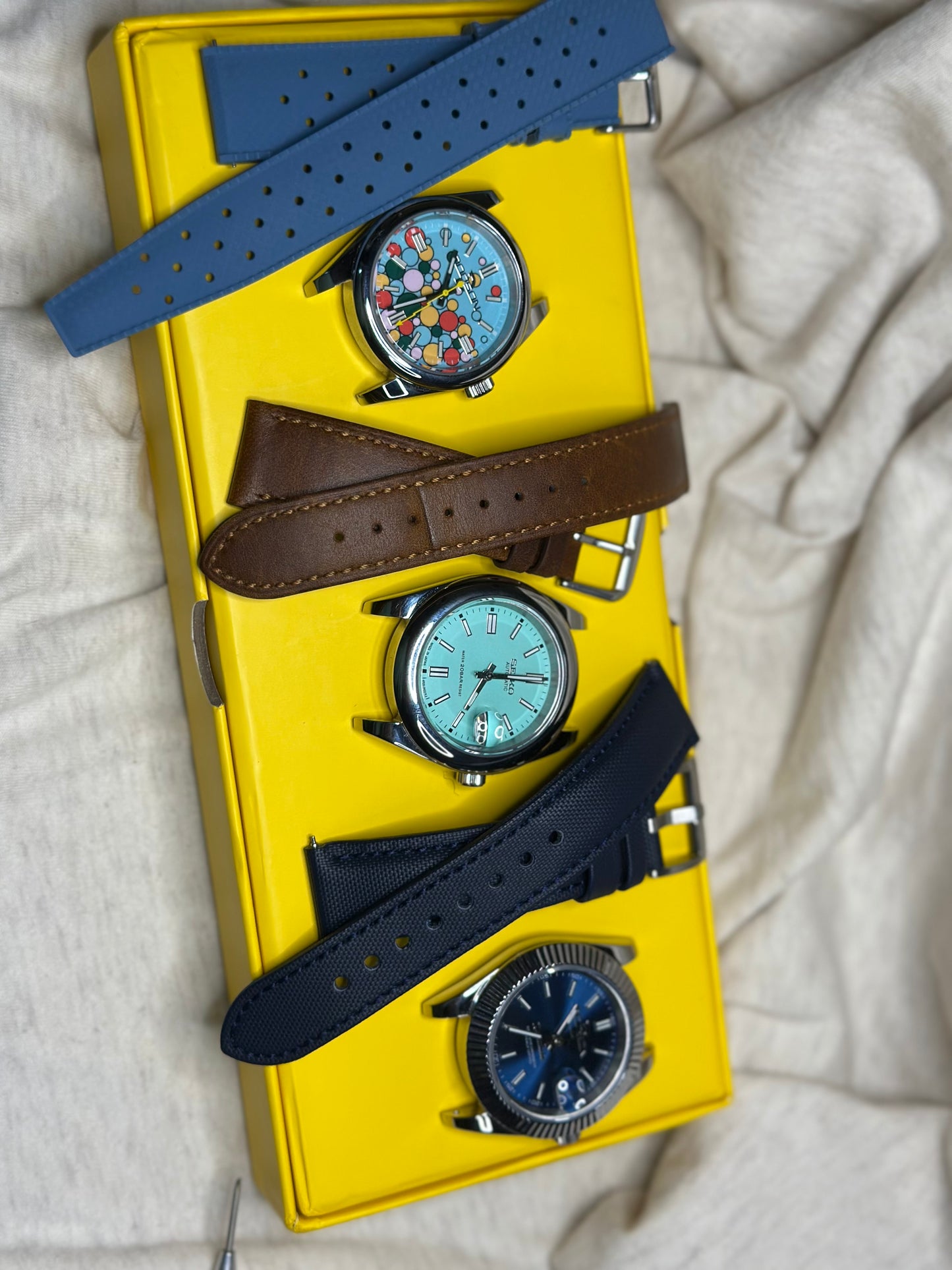 40mm mint blue dial date-just nh35 Seiko Mod on oyster stainless steel bracelet