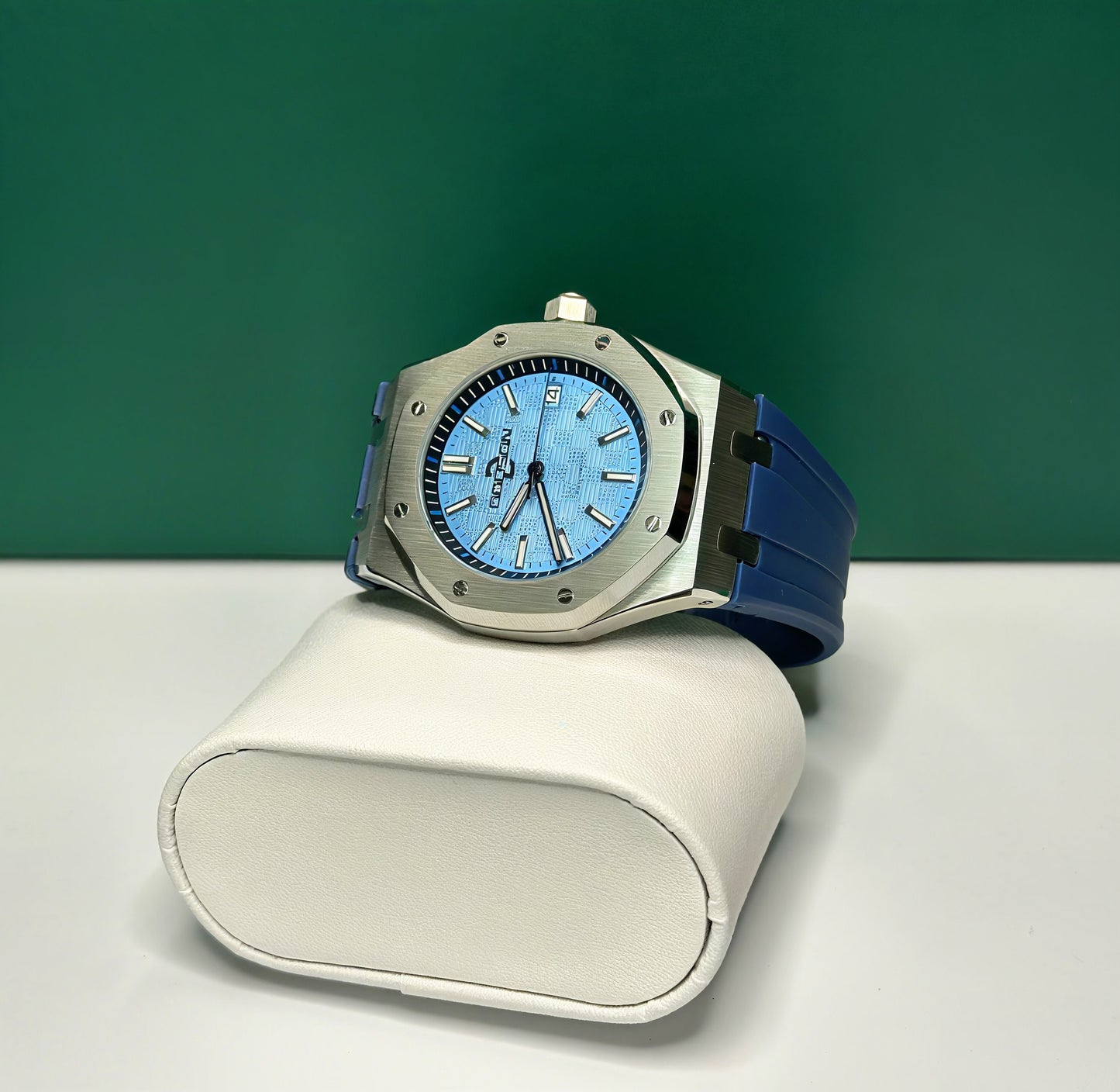 42mm Royal Oak Automatic Homage Watch on blue silicone strap