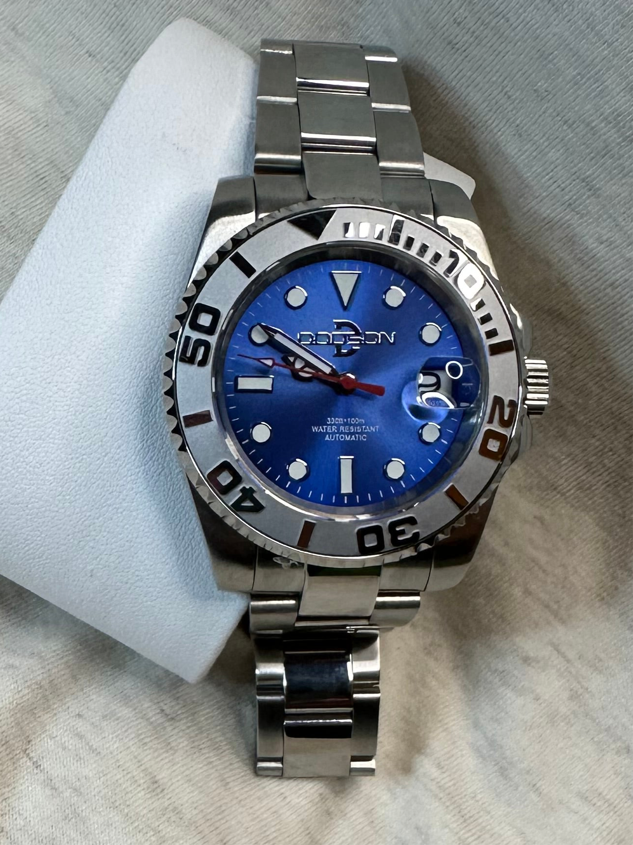 40mm Silver bezel, Blue dial yacht watch NH34