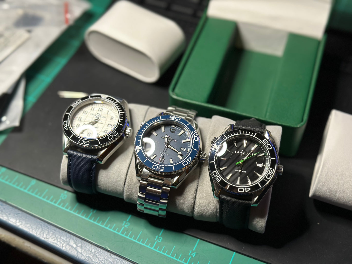 43.5mm Planet Ocean Automatic Homage Watch - black bezel white dial automatic watch