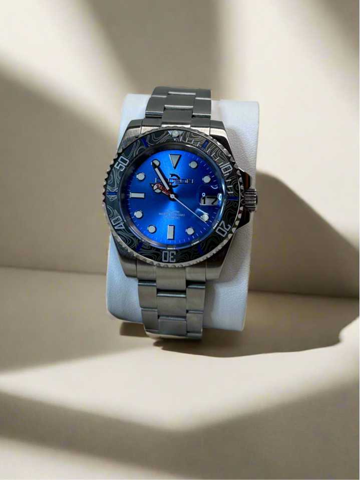 41mm Blue dial topographical line bezel, NH35 automatic Yacht Watch