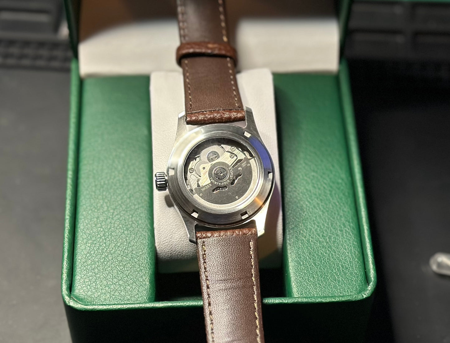 36mm Automatic pilots Watch w/ luminescent Arabic Numeral dial
