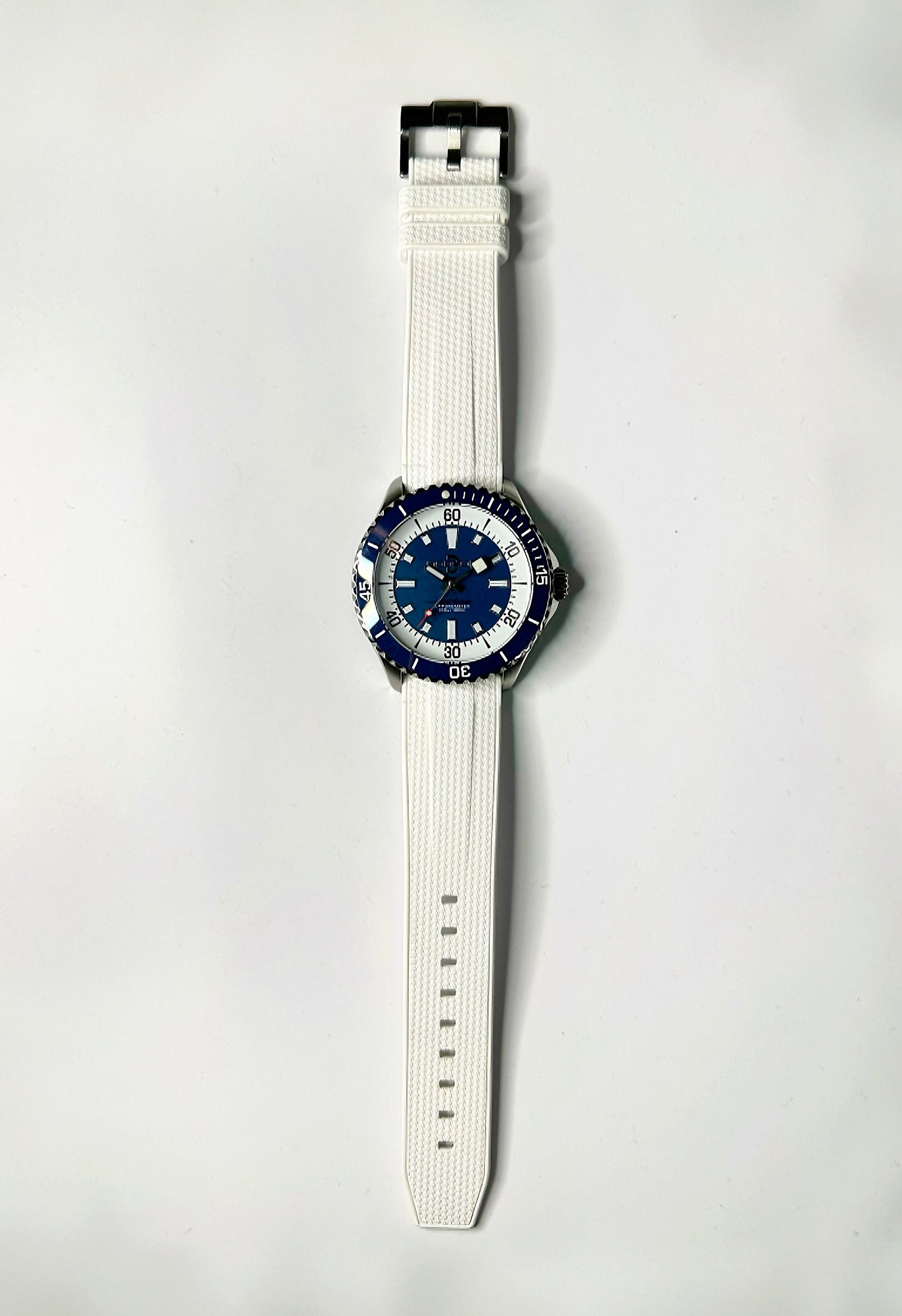 44mm Super Ocean Automatic Homage Watch- Blue dial, Blue bezel on rubber strap