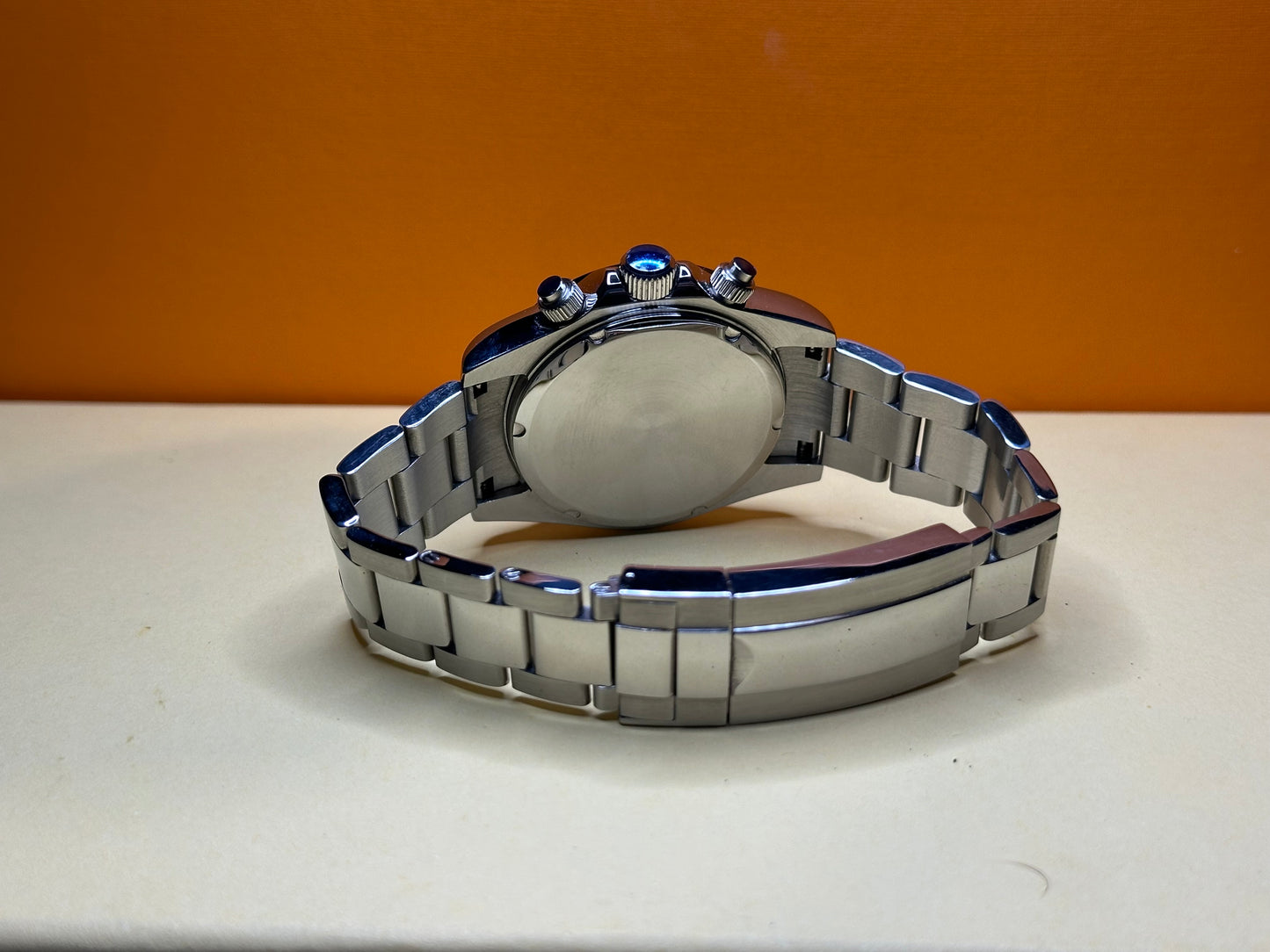 40mm sand dial Vk63 mechaquartz chronograph w/ black bezel