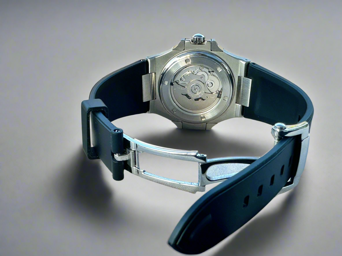 Nautilus style white dial automatic watch