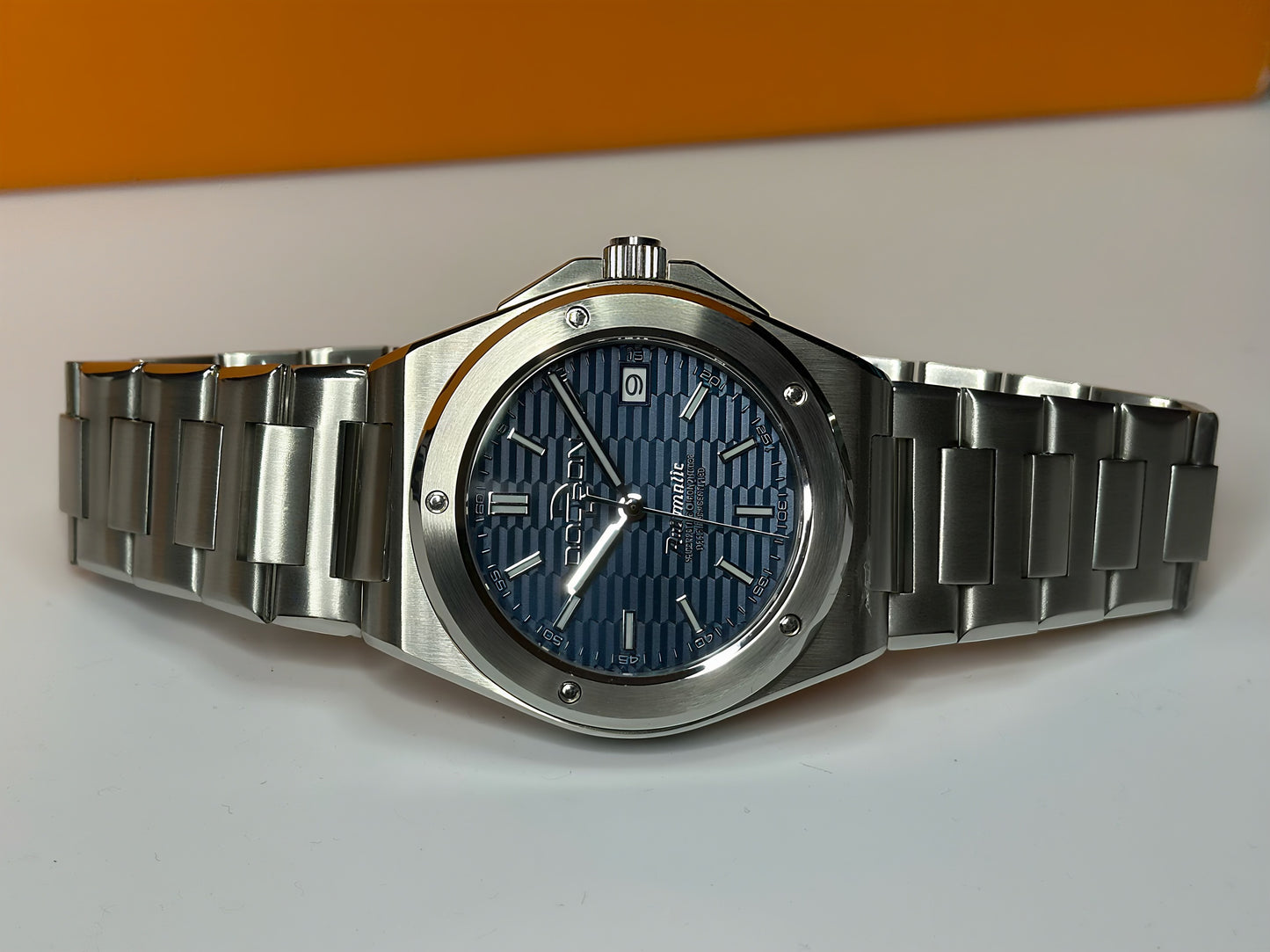 Integrated bracelet Blue Dial automatic homage watch