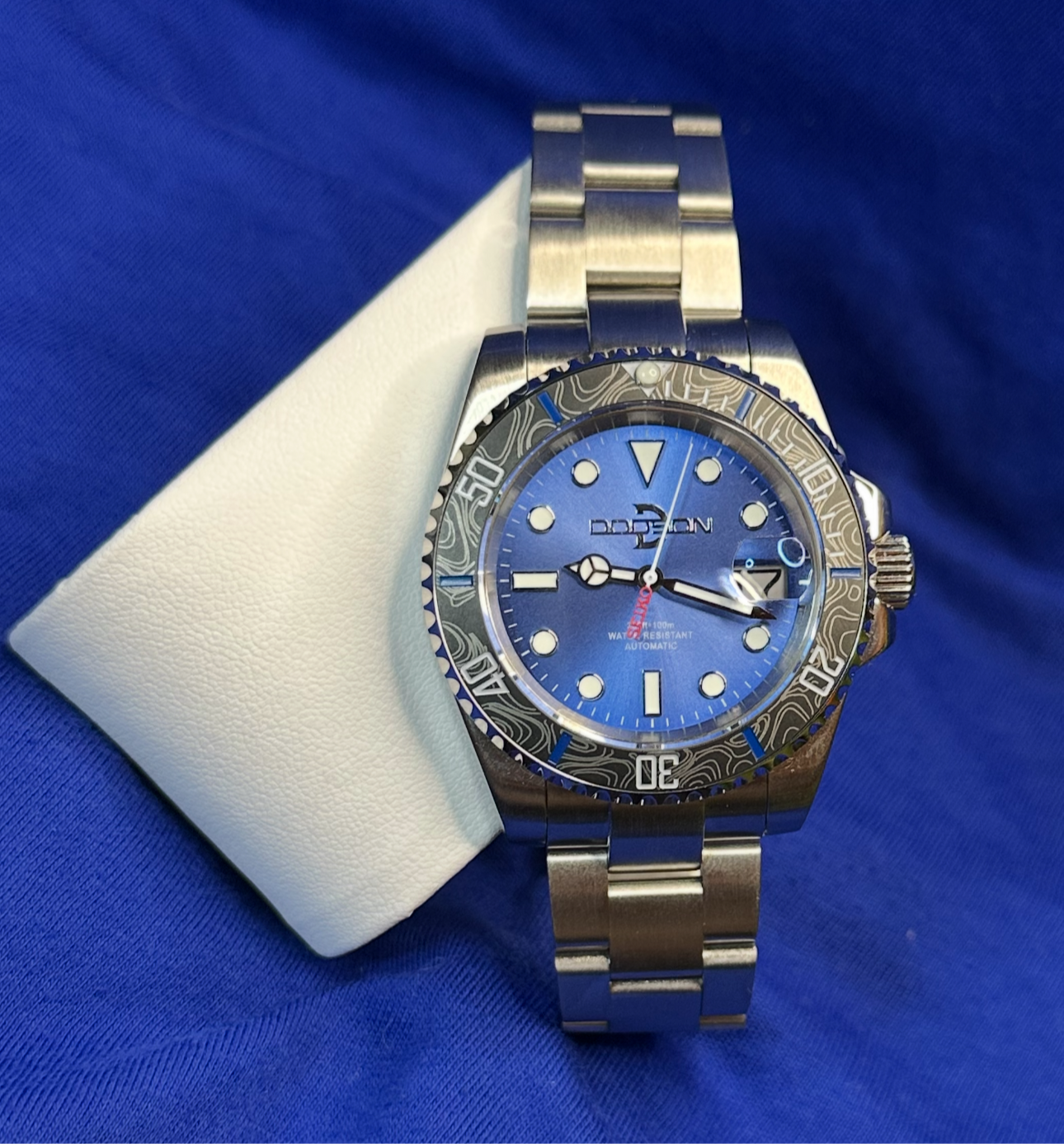 41mm Blue dial topographical line bezel, NH35 automatic Yacht Watch