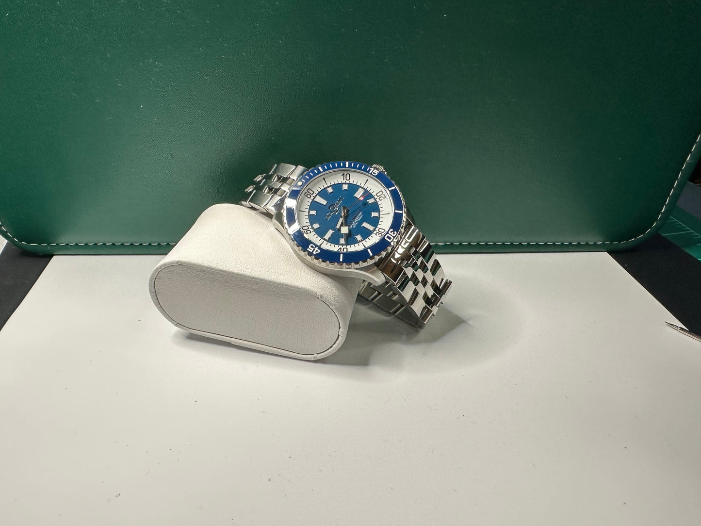44mm Super Ocean Automatic Homage Watch- Blue Bezel, Blue Dial on stainless steel bracelet
