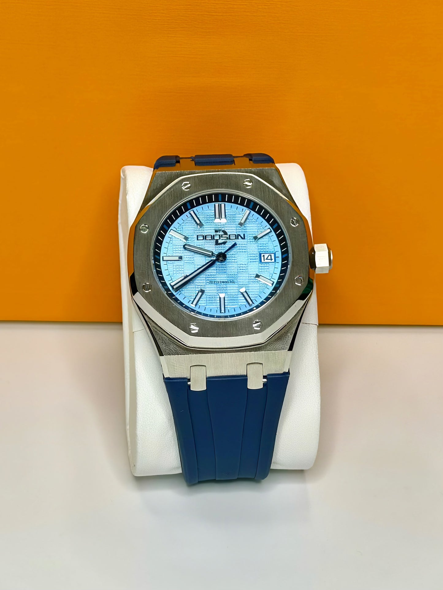 42mm Royal Oak Automatic Homage Watch on blue silicone strap