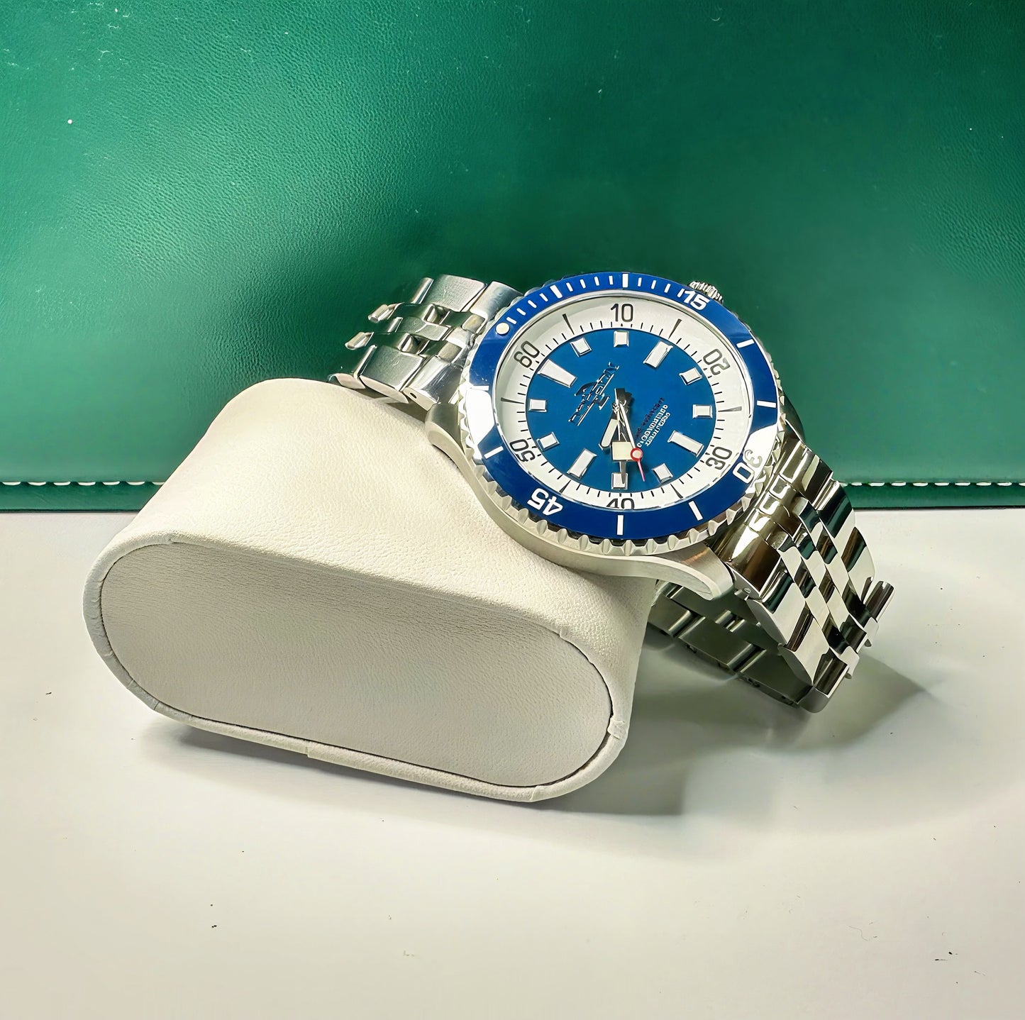 44mm Super Ocean Automatic Homage Watch- Blue Bezel, Blue Dial on stainless steel bracelet