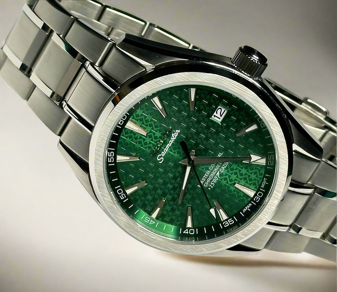 40mm Grand Seiko Style case, Emerald Green Textured Dial