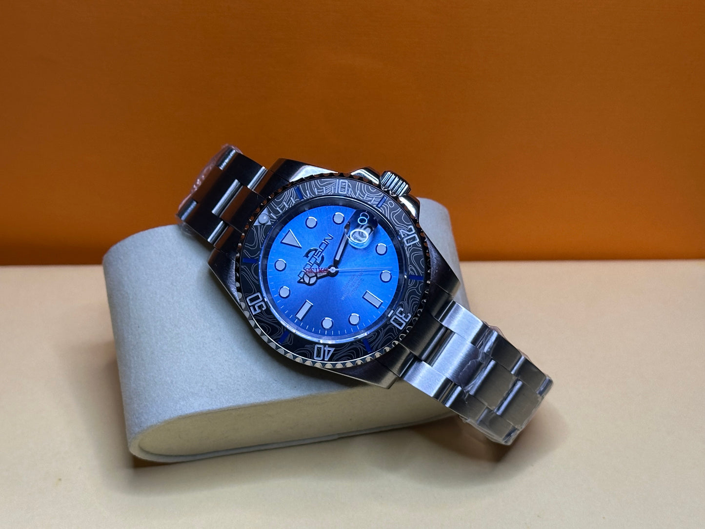 41mm Blue dial topographical line bezel, NH35 automatic Yacht Watch