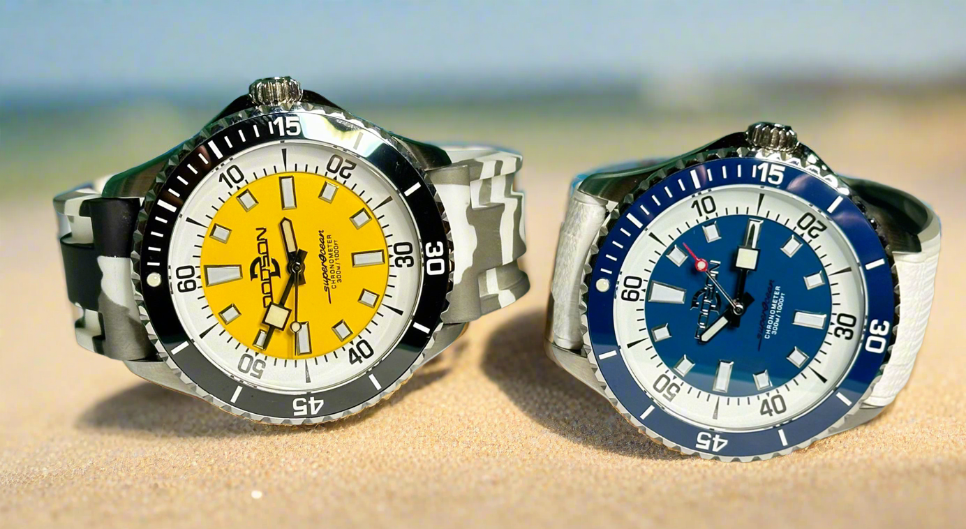 44mm Super Ocean Automatic Homage Watch- Blue dial, Blue bezel on rubber strap