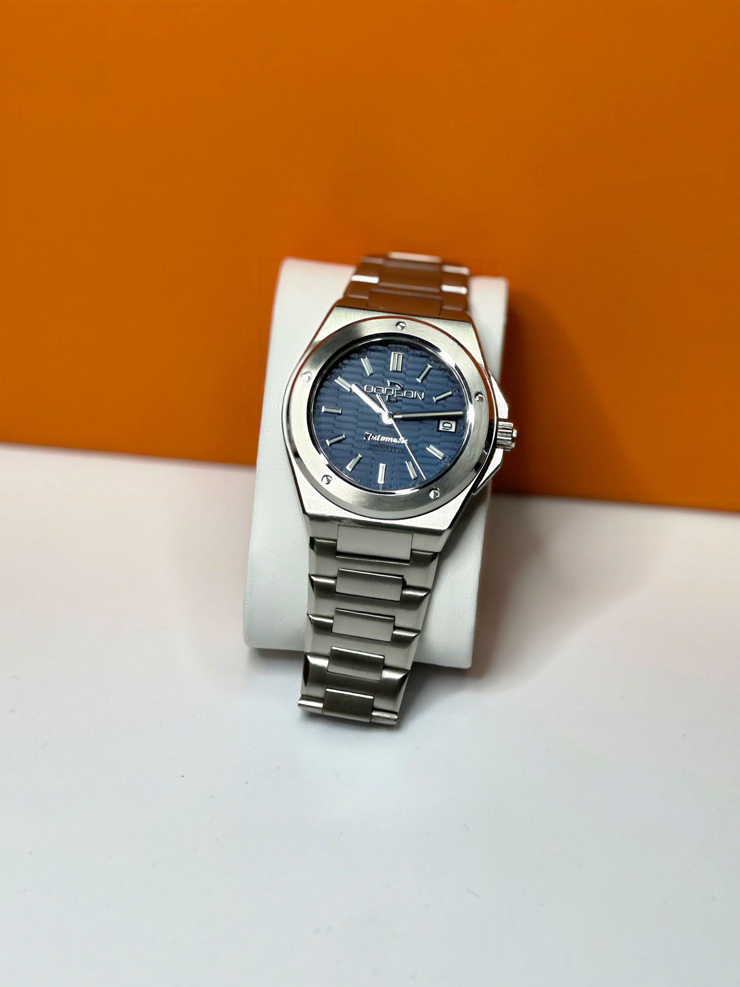 Integrated bracelet Blue Dial automatic homage watch