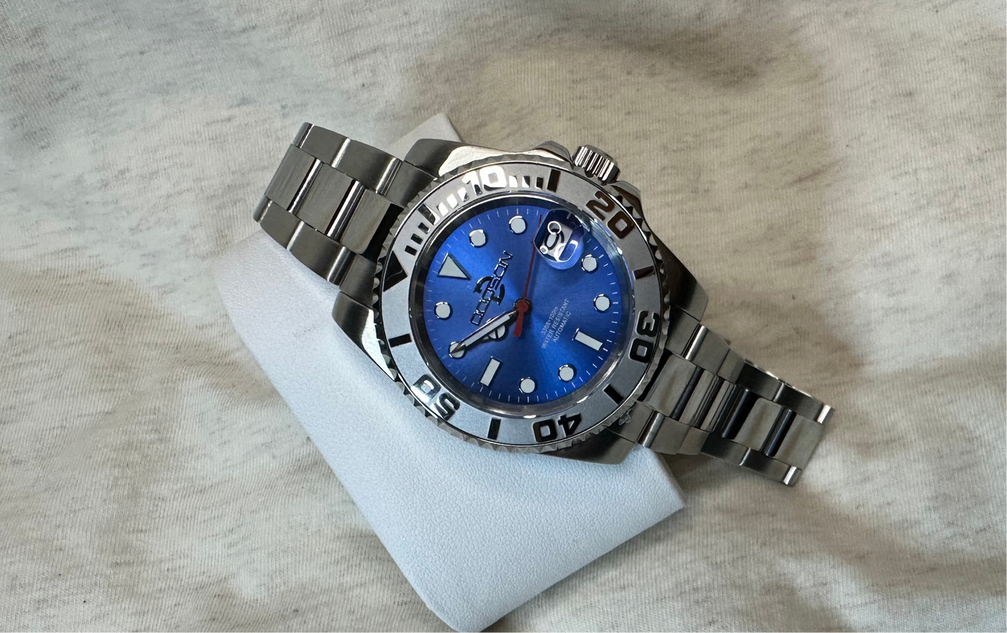 40mm Silver bezel, Blue dial yacht watch NH34