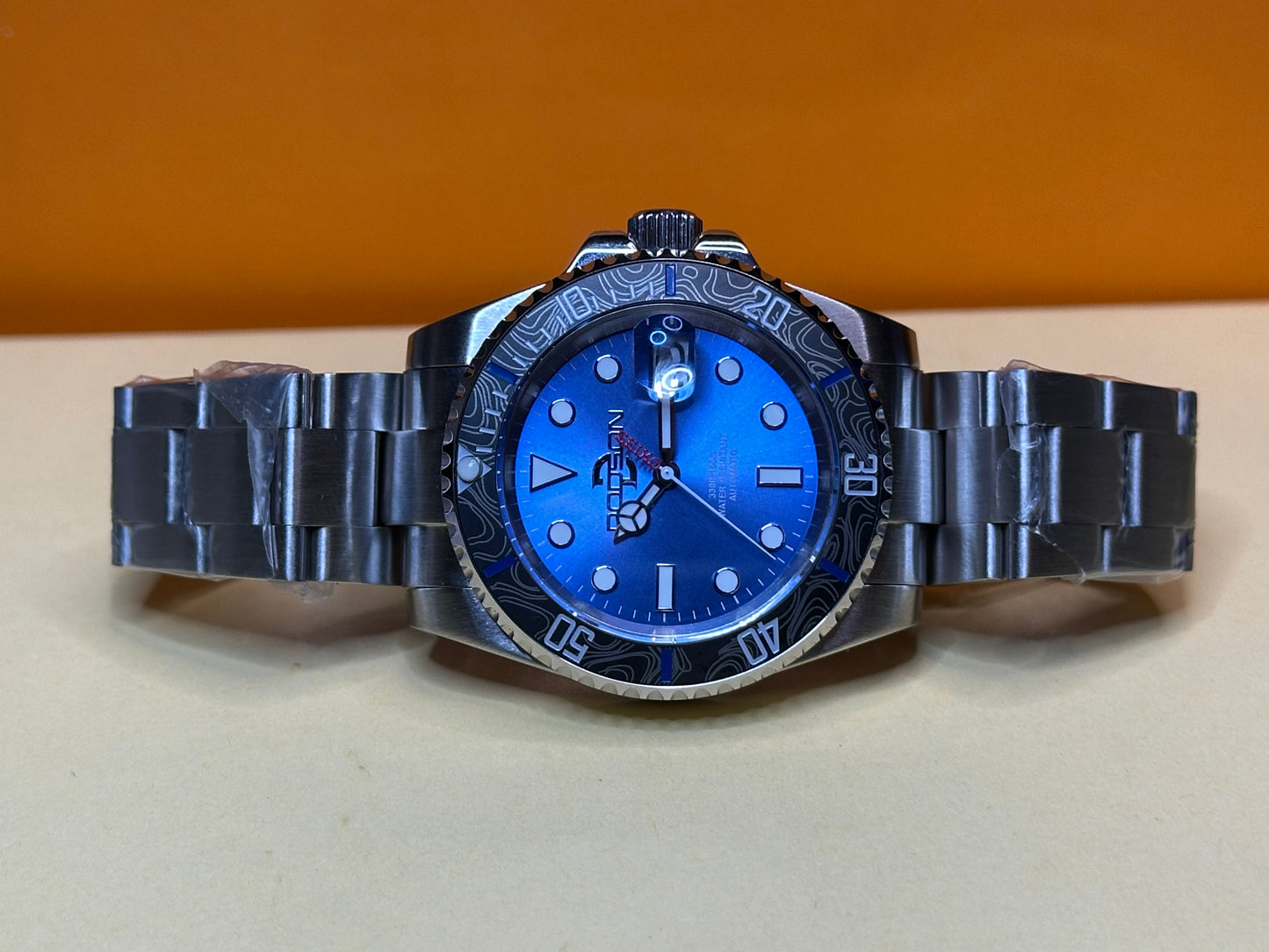41mm Blue dial topographical line bezel, NH35 automatic Yacht Watch