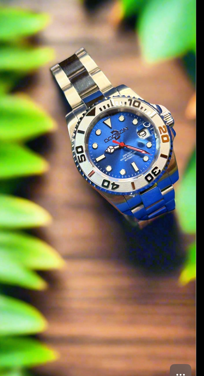 40mm Silver bezel, Blue dial yacht watch NH34