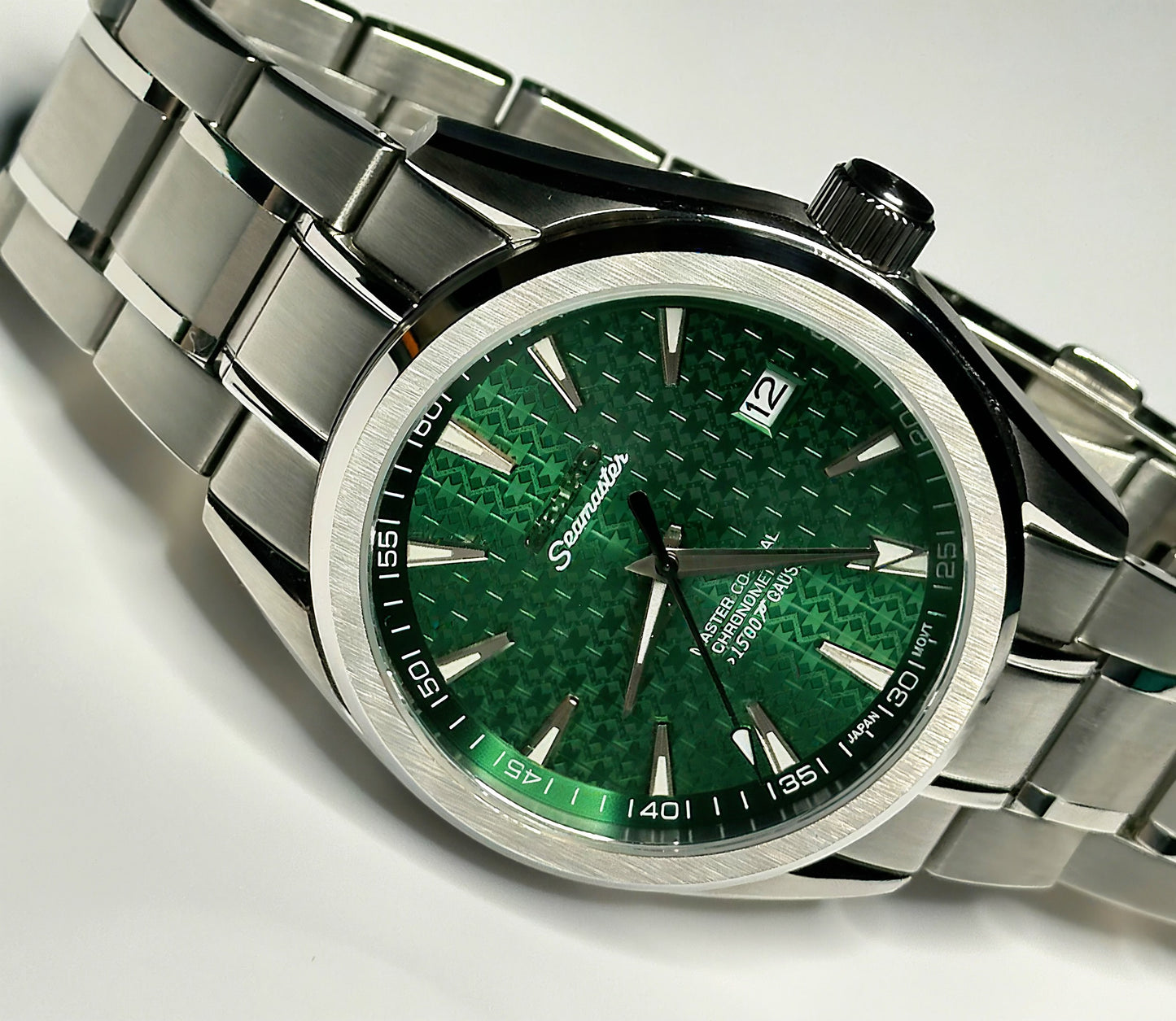 40mm Grand Seiko Style case, Emerald Green Textured Dial