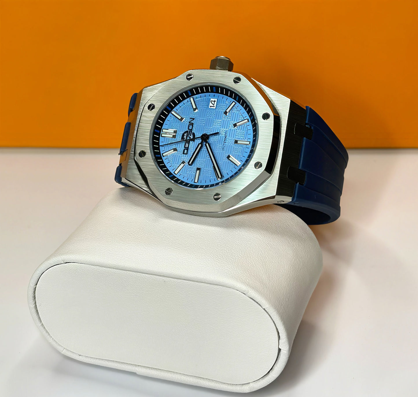 42mm Royal Oak Automatic Homage Watch on blue silicone strap