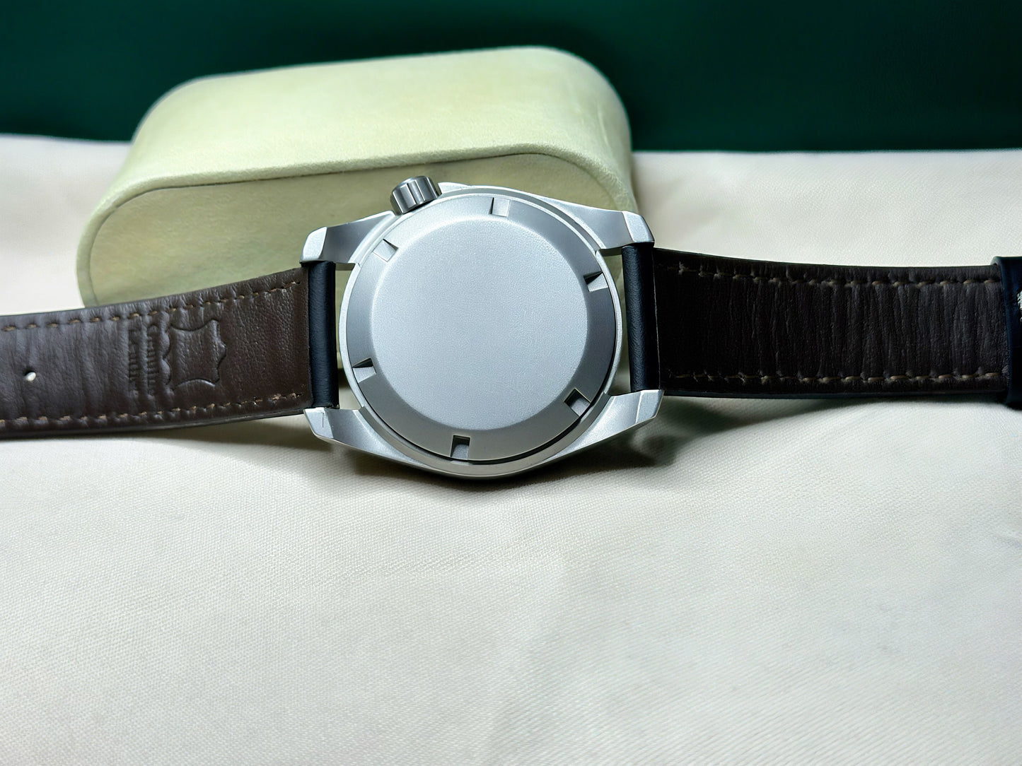 Sand Blasted 40mm Black Dial Field Watch on Genuine Black Leather Strap