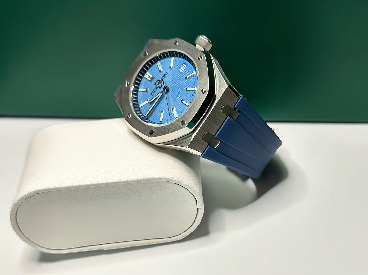 42mm Royal Oak Automatic Homage Watch on blue silicone strap