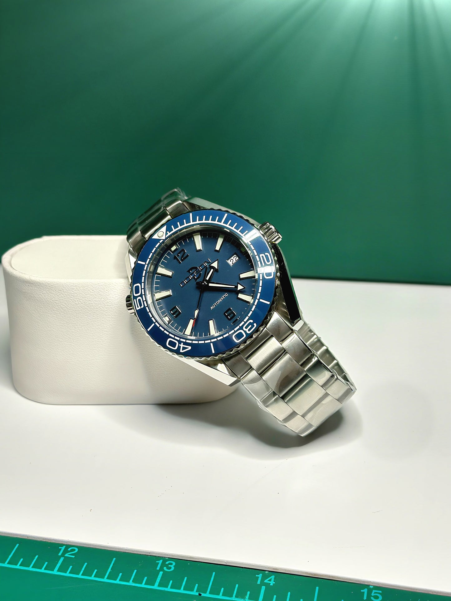 43.5mm Planet Ocean Automatic Homage Watch- Blue Dial, Blue Bezel