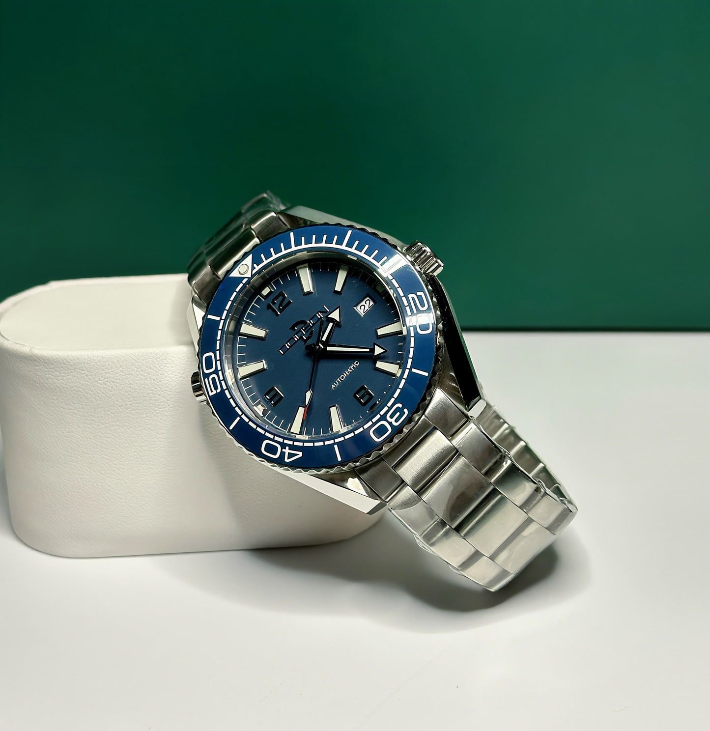 43.5mm Planet Ocean Automatic Homage Watch- Blue Dial, Blue Bezel