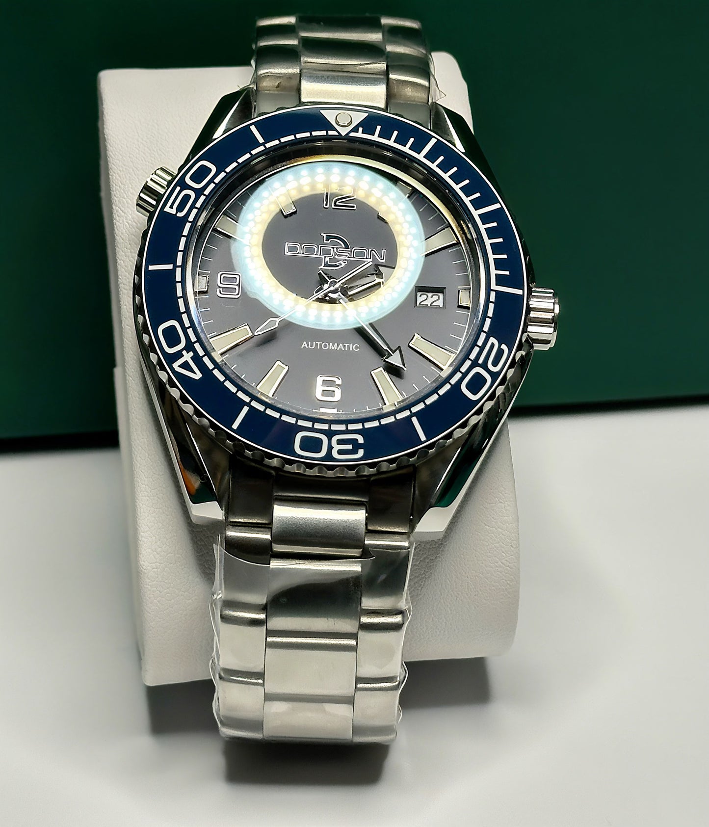43.5mm Planet Ocean Automatic Homage Watch- Blue Dial, Blue Bezel