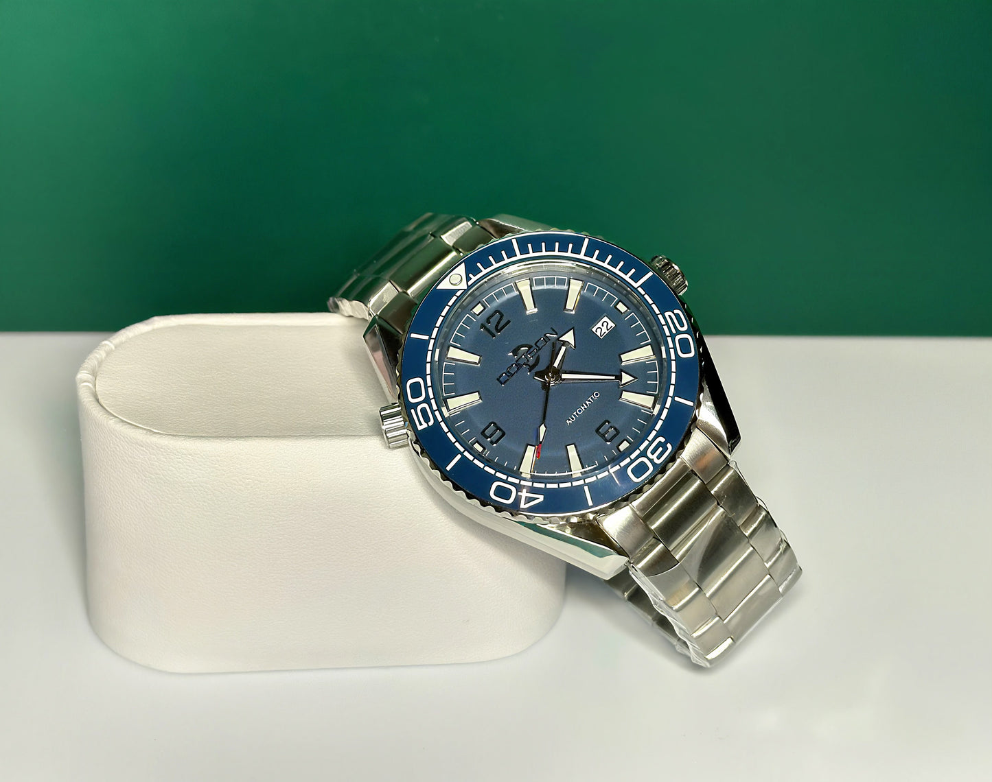 43.5mm Planet Ocean Automatic Homage Watch- Blue Dial, Blue Bezel
