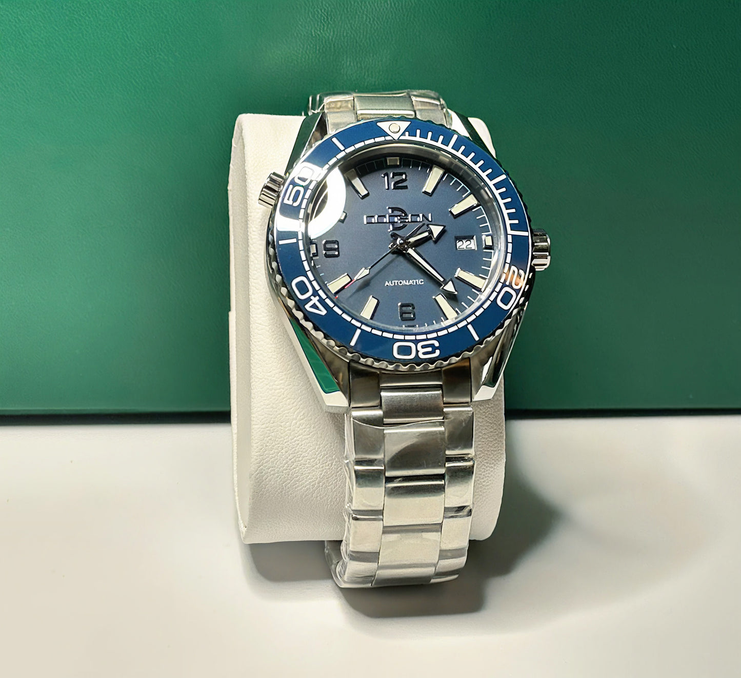 43.5mm Planet Ocean Automatic Homage Watch- Blue Dial, Blue Bezel